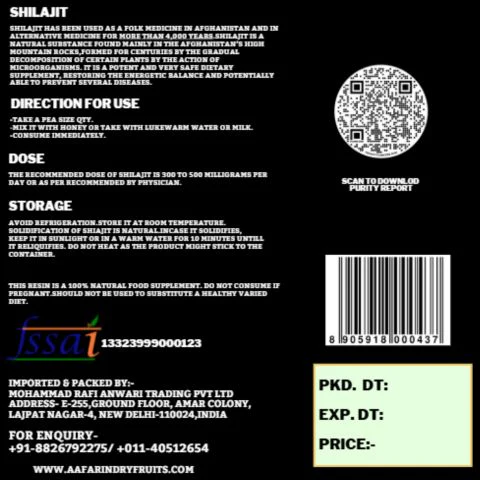 SHILAJIT RESIN FOR ENERGY, FOCUS AND VITALITY – PURE QUALITY AFGHAN SHILAJIT | STRENGTH | STAMINA | POWER | 100% PURE AND NATURAL - Image 10